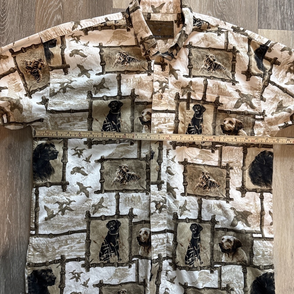 Vintage North River Outfitters Button Down Lab Bird Dog Hunting AOP Men's M - Picture 10 of 10